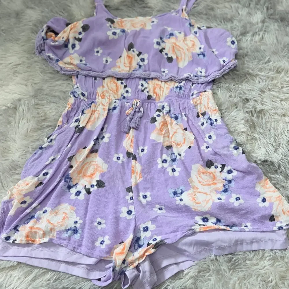 Justice Girls People Flowered Romper with Shoulder Straps size 18